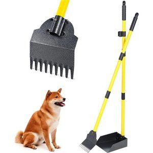 2 in 1 Dog Pooper Scooper, Tray & Rake Poop Scooper Set, Long Handle